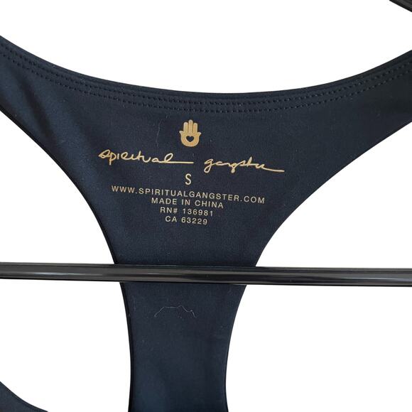 Spiritual Gangster Striped Racerback Longline Sports Bra Crop Tank Top Black S - Picture 5 of 7